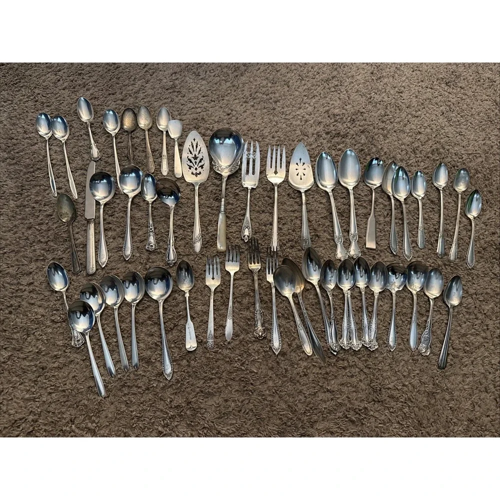 45 Mismatched Flatware Stainless Silverware Assorted Brands Mixed